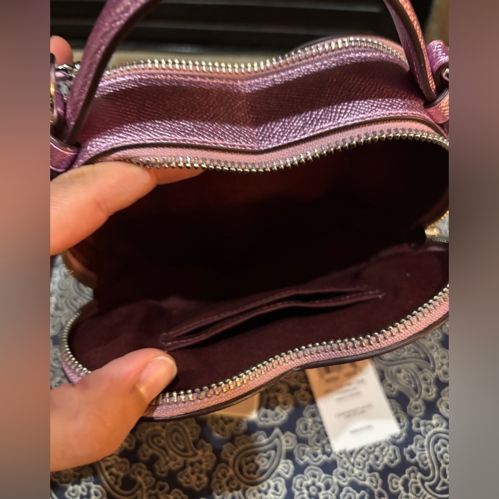 π NWT COACH Heart Crossbody Bag - Metallic Pink/Purple π - Picture 7 of 9